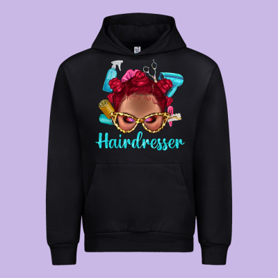 Afro Bantu Knots Red Hairdresser With Leopard Glasses Bbs Urban Hoodie Designed By Bundleandbundleshop