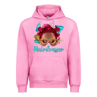 Fuchsia Pink Afro Bantu Knots Red Hairdresser With Leopard Glasses Bbs Urban Hoodie - BundleAndBundleShop
