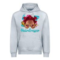 Heather Grey Afro Bantu Knots Red Hairdresser With Leopard Glasses Bbs Urban Hoodie - BundleAndBundleShop
