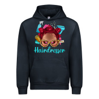 Navy Afro Bantu Knots Red Hairdresser With Leopard Glasses Bbs Urban Hoodie - BundleAndBundleShop