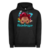 Pigment Black Afro Bantu Knots Red Hairdresser With Leopard Glasses Bbs Urban Hoodie - BundleAndBundleShop