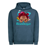 Pigment Midnight Navy Afro Bantu Knots Red Hairdresser With Leopard Glasses Bbs Urban Hoodie - BundleAndBundleShop