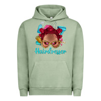 Pigment Oil Green Afro Bantu Knots Red Hairdresser With Leopard Glasses Bbs Urban Hoodie - BundleAndBundleShop