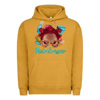 Pigment Peanut Butter Afro Bantu Knots Red Hairdresser With Leopard Glasses Bbs Urban Hoodie - BundleAndBundleShop