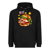 Black american flag and hamburger Heavyweight Hoodie - AdoDesignShop
