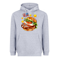 Heather Grey american flag and hamburger Heavyweight Hoodie - AdoDesignShop