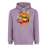 Lavender american flag and hamburger Heavyweight Hoodie - AdoDesignShop