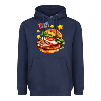 Navy american flag and hamburger Heavyweight Hoodie - AdoDesignShop
