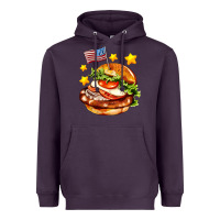 Plum american flag and hamburger Heavyweight Hoodie - AdoDesignShop