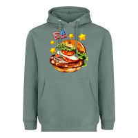 Sage american flag and hamburger Heavyweight Hoodie - AdoDesignShop