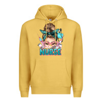 Antique Gold nurse life messy bun Premium Hoodie - NancyCooperArtShop