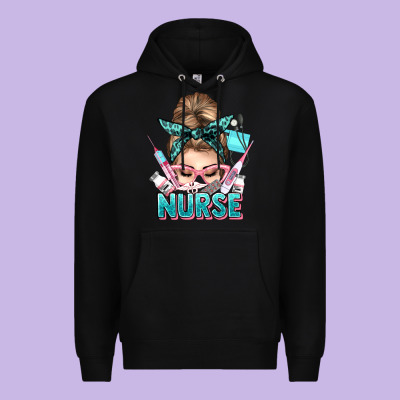 Nurse Life Messy Bun Premium Hoodie Designed By Nancycooperartshop