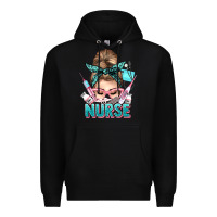Black nurse life messy bun Premium Hoodie - NancyCooperArtShop