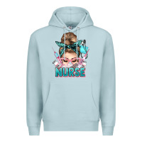 Blue Mist nurse life messy bun Premium Hoodie - NancyCooperArtShop
