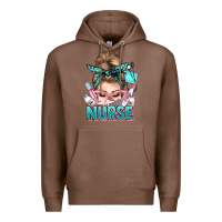 Chestnut nurse life messy bun Premium Hoodie - NancyCooperArtShop