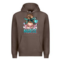 Coffee nurse life messy bun Premium Hoodie - NancyCooperArtShop