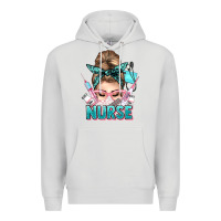 Dove Grey nurse life messy bun Premium Hoodie - NancyCooperArtShop