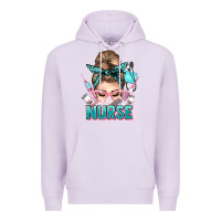 Lilac nurse life messy bun Premium Hoodie - NancyCooperArtShop
