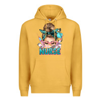 Mustard nurse life messy bun Premium Hoodie - NancyCooperArtShop