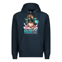 Navy nurse life messy bun Premium Hoodie - NancyCooperArtShop