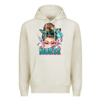 Oatmeal Heather nurse life messy bun Premium Hoodie - NancyCooperArtShop