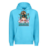 Ocean Blue nurse life messy bun Premium Hoodie - NancyCooperArtShop