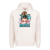 Pale Pink nurse life messy bun Premium Hoodie - NancyCooperArtShop