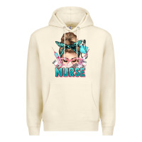 Sandshell nurse life messy bun Premium Hoodie - NancyCooperArtShop
