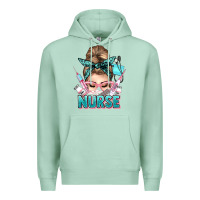 Seafoam nurse life messy bun Premium Hoodie - NancyCooperArtShop