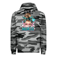 Slate Camo nurse life messy bun Premium Hoodie - NancyCooperArtShop
