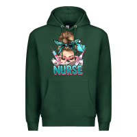 Sports Green nurse life messy bun Premium Hoodie - NancyCooperArtShop