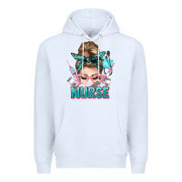 White nurse life messy bun Premium Hoodie - NancyCooperArtShop