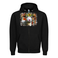 Black sunflower sheep Zipper Hoodie - RacoonDesign