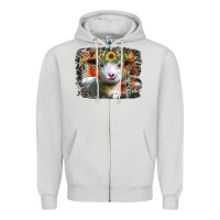 Dove Grey sunflower sheep Zipper Hoodie - RacoonDesign