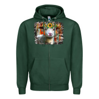 Sports Green sunflower sheep Zipper Hoodie - RacoonDesign