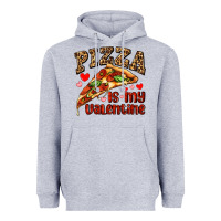 Heather Grey pizza is my valentine Heavyweight Hoodie - AdoDesignShop