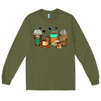 Army Green skeleton coffee cups Long Sleeve Tee - Zillion Design Studio