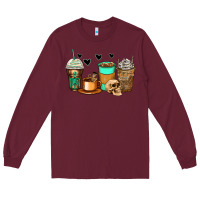 Burgundy skeleton coffee cups Long Sleeve Tee - Zillion Design Studio