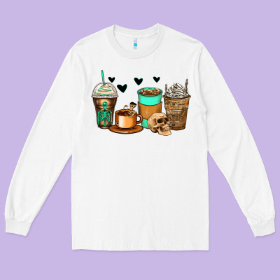 Skeleton Coffee Cups Long Sleeve Tee Designed By Zillion Design Studio