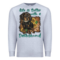 Heather Grey life is better with a dachshund Premium Sweatshirt - BarkalooDesign