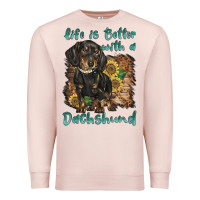Pale Pink life is better with a dachshund Premium Sweatshirt - BarkalooDesign