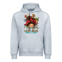 Heather Grey Camp Hair Dont Care Messy Bun Bbs Urban Hoodie - BundleAndBundleShop