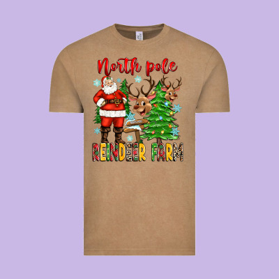 North Pole Reindeer Farm Vintage Tee Designed By Zillion Design Studio