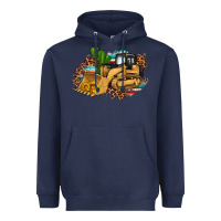 Navy bulldozer leopard cactus sunflower Heavyweight Hoodie - Artiststas