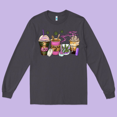 Weed Coffee Cups Long Sleeve Tee Designed By Zillion Design Studio
