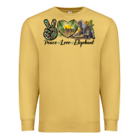 Antique Gold Peace Love Elephant Premium Sweatshirt - LillyAllenDesigns
