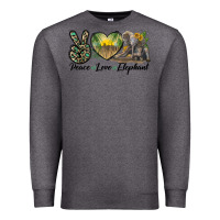 Charcoal Heather Peace Love Elephant Premium Sweatshirt - LillyAllenDesigns