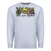 Heather Grey Peace Love Elephant Premium Sweatshirt - LillyAllenDesigns