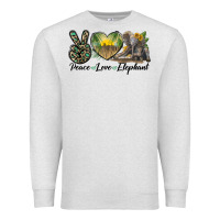 Oatmeal Heather Peace Love Elephant Premium Sweatshirt - LillyAllenDesigns