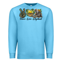 Ocean Blue Peace Love Elephant Premium Sweatshirt - LillyAllenDesigns